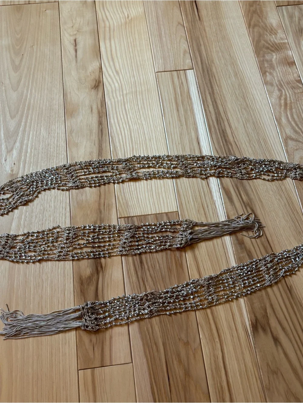 Y2K Boho Tan Silver Embellished Tie Belt or Necklace